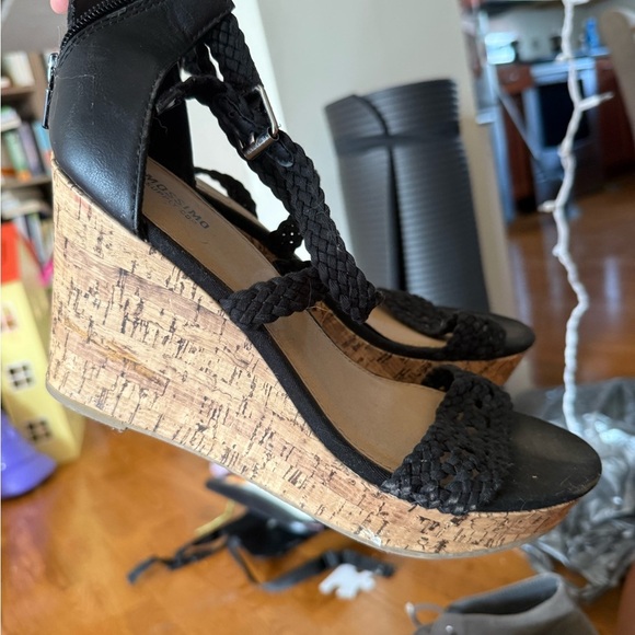 Black Wedge Sandals - Picture 1 of 6